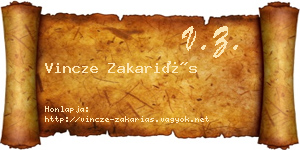 Vincze Zakariás névjegykártya